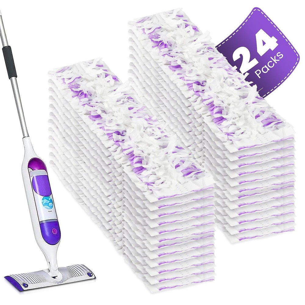 Chyodi 24 Pack Disposable Power 24 PowerMop Pads, Purple 24 Mop Pads