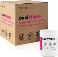 12 Case Metrex Towelettes Wipes CaviCide 13-1100 Laboratory Cleaning 160/Case