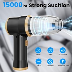 Belibuy Mini Car Vacuum 15000Pa Portable Cordless Handheld Vacuum Cleaner And