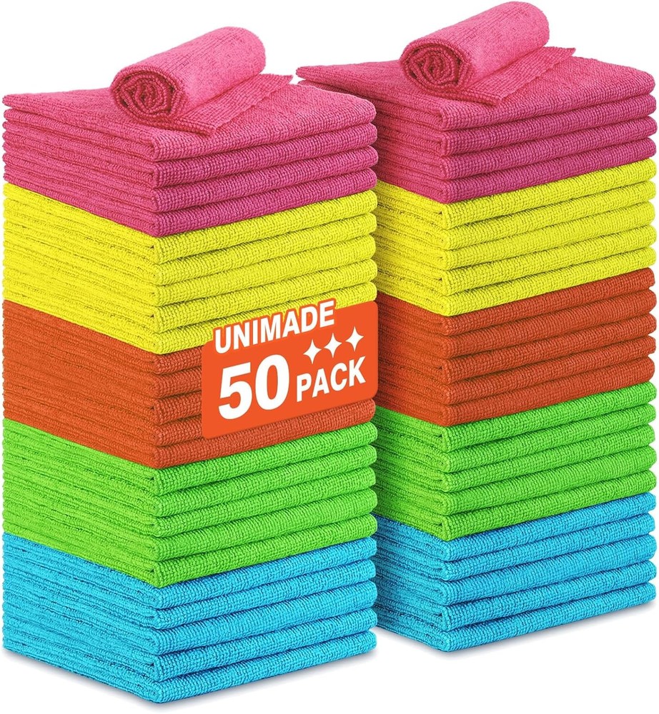 Microfiber Cleaning Cloth Set of 50 Towel Rag Car Polishing Detailing No-Scratch