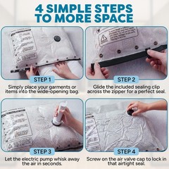 9-Pcs Travel Vacuum Bags with Electric Pump – Small, Medium, Large