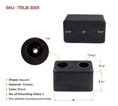 4Pack 6”x3-1/2”x3-1/2” Rectangular Rubber Dock Bumper with 2 Holes – Impact R…