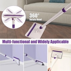 Baseboard Cleaner Tool with Handle, 60″ Extendable Long Handle Purple, White
