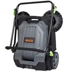 Manual Walk-Behind Floor Sweeper 5-Gallon, Adjustable Handle for Yard & Garage