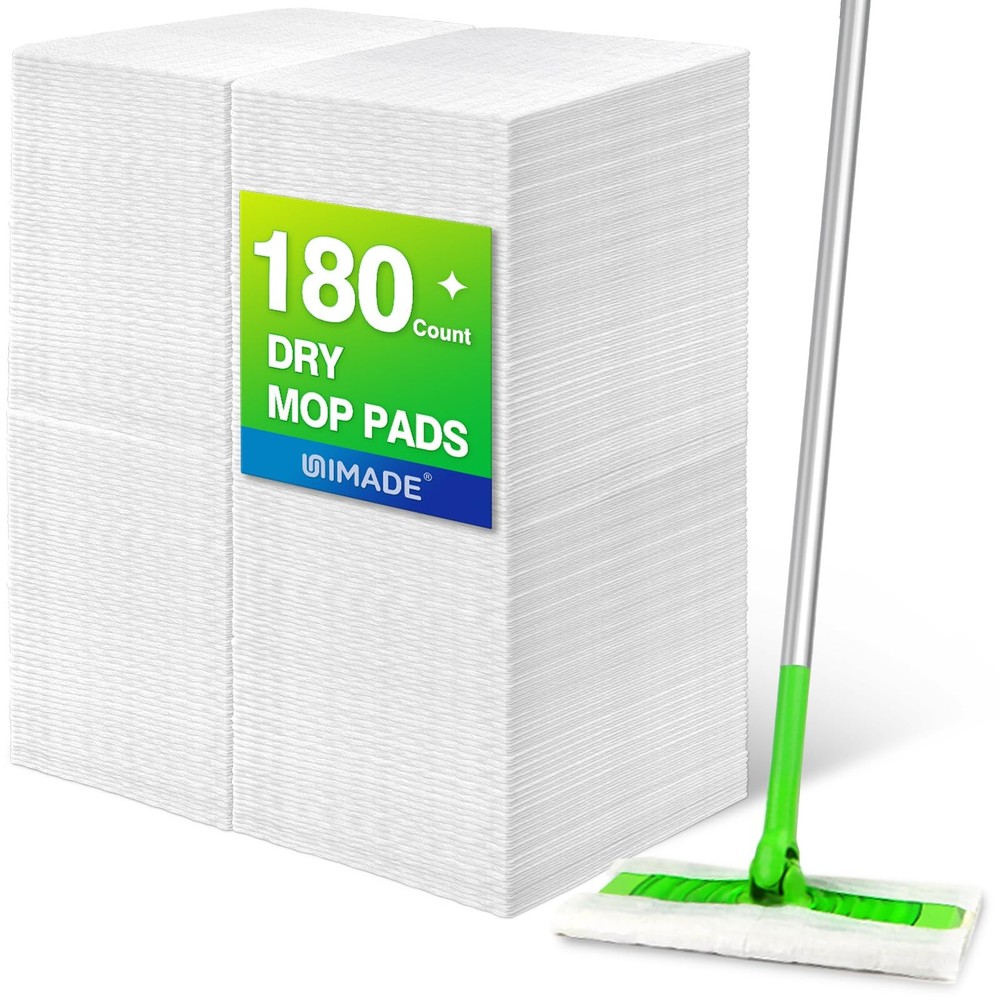 UNIMADE Dry Sweeping Cloths, 180 Count Mop Refill Compatible 180 Count, White