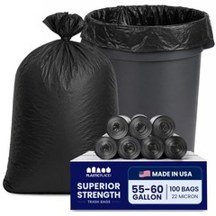 Plasticplace 55-60 Gallon Trash Bags Heavy Duty Black Garbage Bags 100 Count