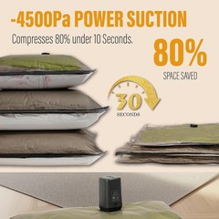 Rechargeable Wireless Pump Vacuum Bags, Portable Storage Bags for Travel and