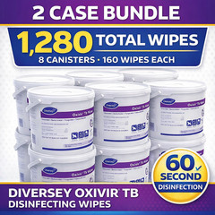 Diversey Oxivir TB Disinfecting Wipes 1280 Wipes 8 Canisters 2 Case 5627427