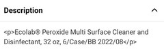 Ecolab Peroxide Multi-Surface Disinfectant Cleaner RTU 32 fl oz, 6 Pack