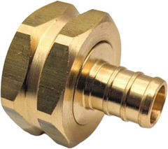 Brass Garden Hose Adapter Swivel Fitting, 1/2” PEX Barb and 3/4” GHT