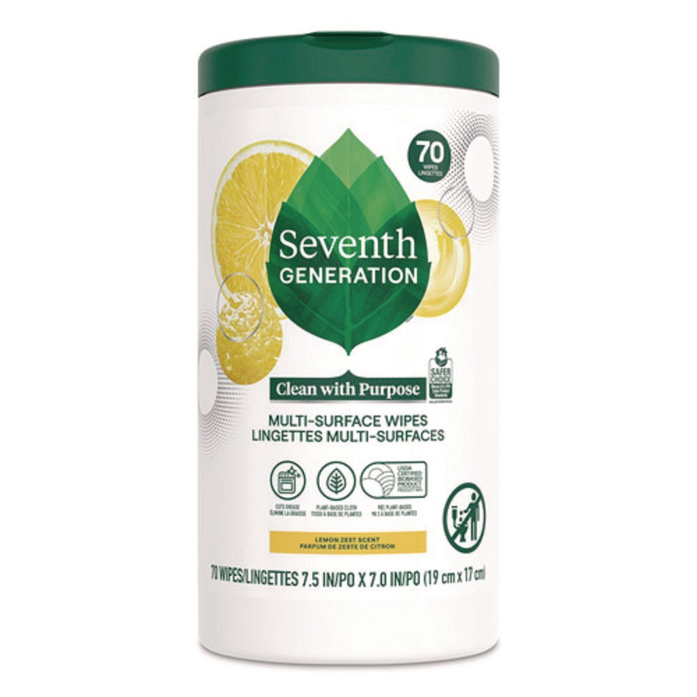 Seventh Generation 69657417 Multi-Surface Wipes – Lemon Zest/White (6/CT) New