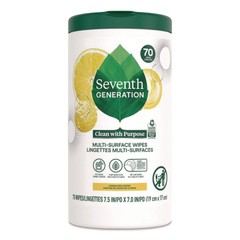Seventh Generation 69657417 Multi-Surface Wipes – Lemon Zest/White (6/CT) New