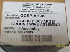 HUBBELL GCSP-AH-05 CLAMP & ALLIGATOR CLIP STATIC DISCHARGE/GROUND WIRE ASSY