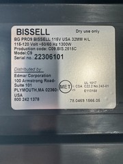 Bissell BG Pro 9 115-120V 50/60Hz 1300W Dry Use Commercial Canister Vacuum