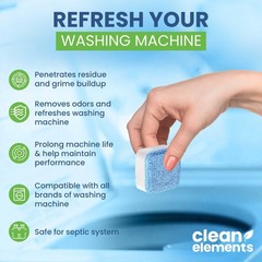Clean Elements Washing Machine Cleaner 1 Count (Pack of 24), Blue/White