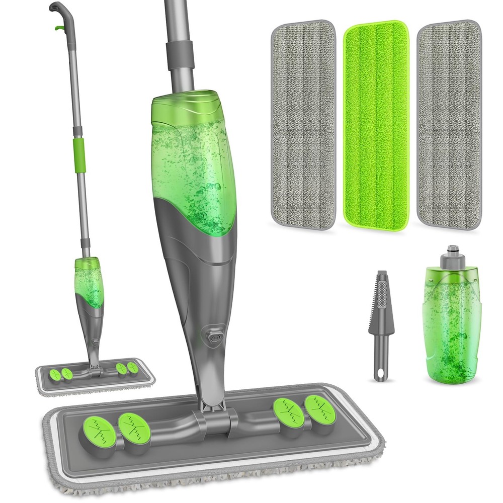 IOPRETTY Spray Mop for Floor Cleaning – Wet Dry Hardwood Medium, Gray Green