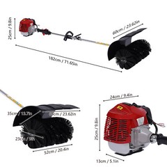 Gas Power Handheld Sweeper Broom Driveway Turf Artificial Grass Snow Clean 52CC