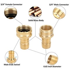 STYDDI Garden Hose Repair Kit, For 3/4″ and 5/8″ Rubber Hose, Brass