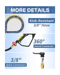 Pressure Washer Hose 200FT 3/8″ for Cold and Hot Water 212°F, with Swivel Q