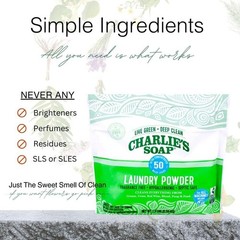 Charlie’s Soap Laundry Powder (50 Loads, 1 Pack) Hypoallergenic Deep…