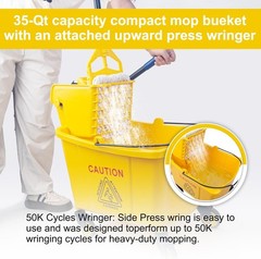 Kefanta 35 Qt Side Press Wringer Combo Commercial Mop Bucket on Wheels