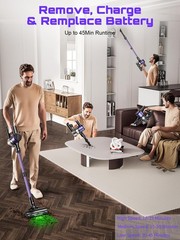 Cordless Vacuum Cleaner, 10 in 1 Stick with Powerful Suction, Purple