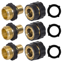 Hourleey Garden Hose Quick Connector, 3/4 Inch Male and Female 3 Set