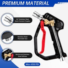 AURORA CAR 4350 PSI Short Pressure Washer Gun, 1/4” Quick Connector Black