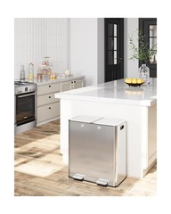 GarveeHome 60L/16 Gal Dual Compartment Trash Can, Stainless Steel Kitchen Gar…