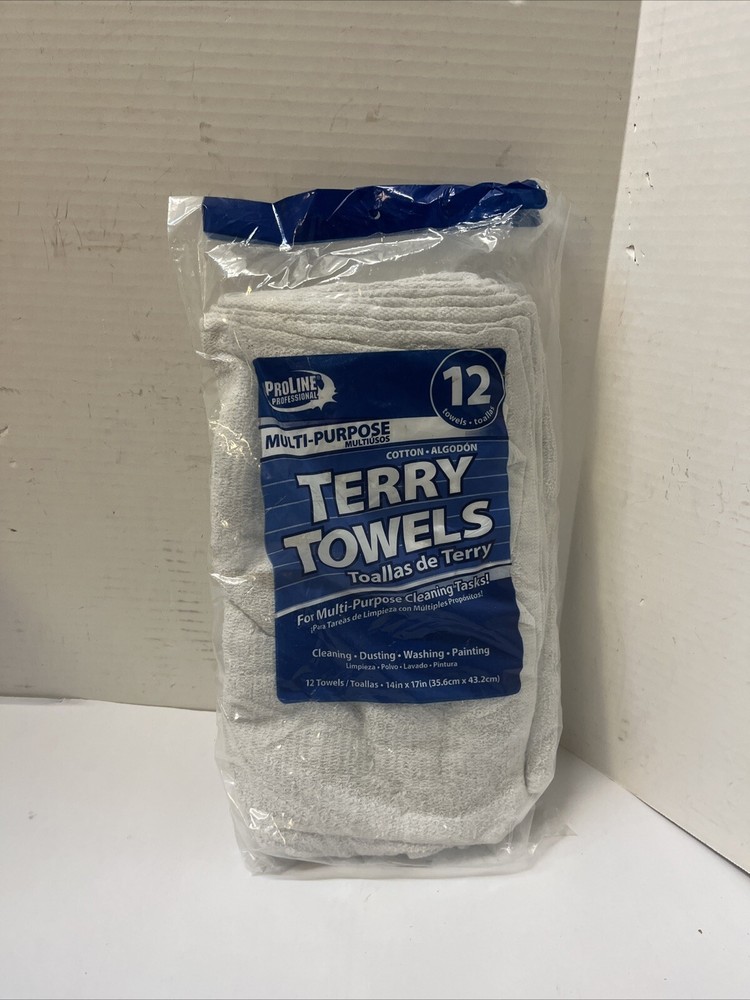 PRO-LINE PROFESSIONAL TERRY TOWELS -12 TOWELS PER PACKAGE – Cotton – 14x17in