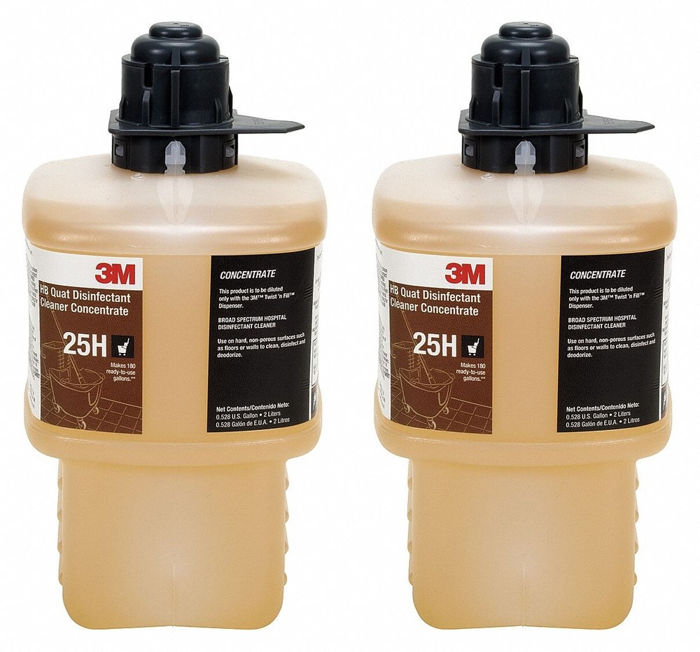 2x 3M™ 25H HB Quat Disinfectant Cleaner Concentrate 2 Liter, Twist N’ Fill
