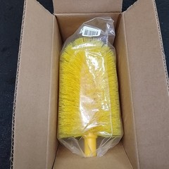 16″ Yellow Plastic 4″ Round Wheel Scrubber Scrub Brush