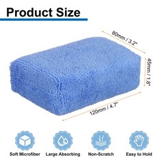 8pcs Microfiber Car Wash Sponge 4.7″x3.2″ Non-Scratch Foam Applicator Blue