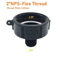 2PCS 275 330 Gallon IBC Tote Water Tank Adapter 2″NPT-Fine Thread, Black