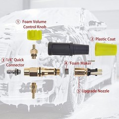 M MINGLE High Pressure Washer Gun Snow Foam Black, Green, Red, White, Yellow