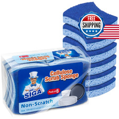 Mr.Siga Non-Scratch Cellulose Scrub Sponge Dual-Sided Dishwashing Sponge For
