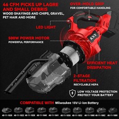 KXX Cordless Vacuum for Milwaukee M18 Battery, 5 in 1 Handheld Electric Red