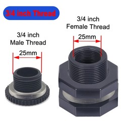 Qitdathn 4 PCS Rain Barrel Bulkhead Fitting kit 3/4″ (Diameter 25mm), Gray