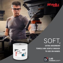 WypAll® PowerClean™ L40 Extra Absorbent Towels, Jumbo Roll (750/Roll), 05007