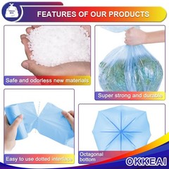 Okkeai 8 Gallon Kitchen Trash Bags Blue Garbage Bags Strong 30L Trash Can Bags
