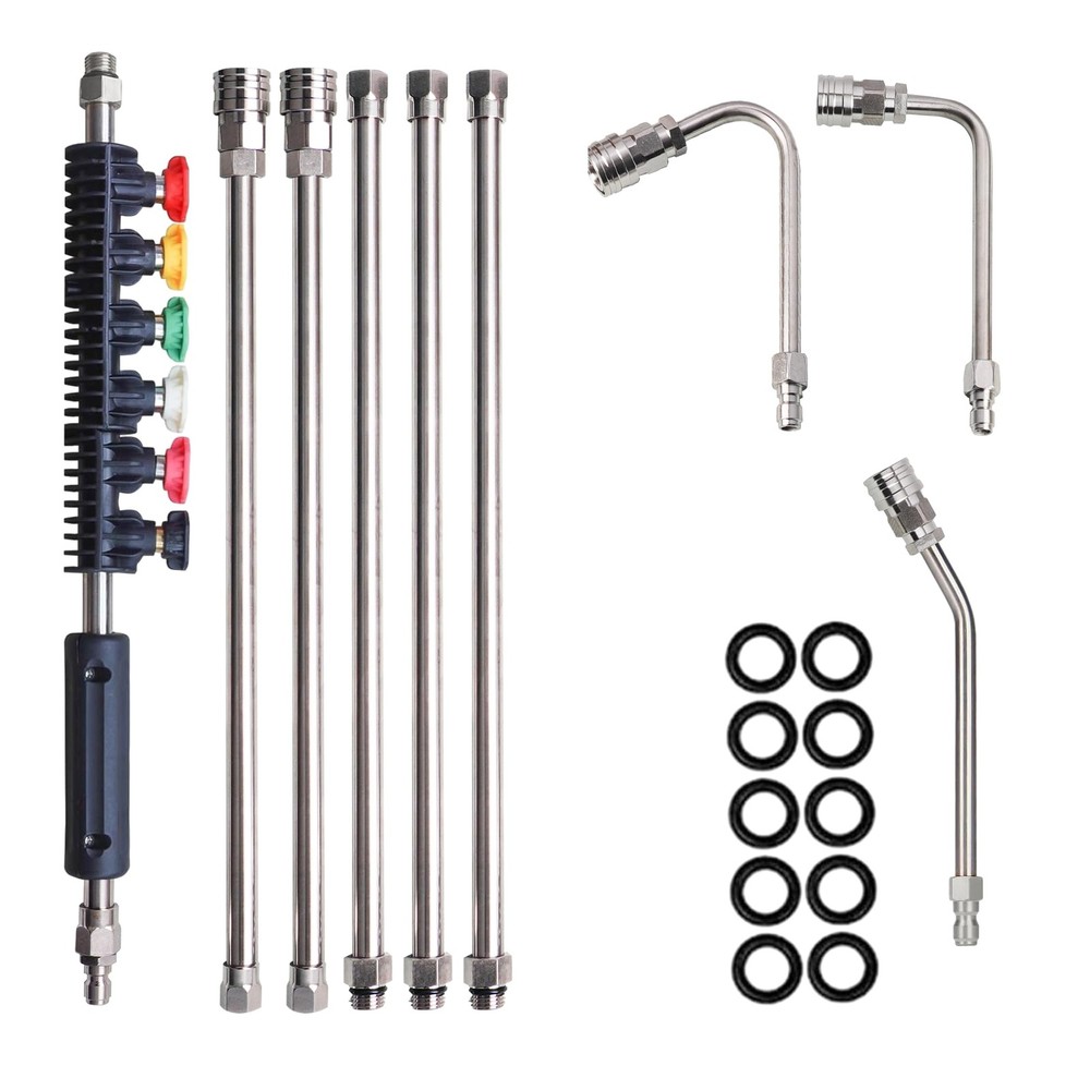 Hourleey 9 Pack Pressure Washer Extension Wand 4 x 3 x 5 inches, Silver