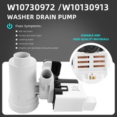 wpw10730972 W10130913 Washer Drain Pump Assembly Compatible White and Black