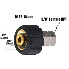 Tool Daily Pressure Washer Adapter, M22 female to 3/8 Inch 3/8, Black