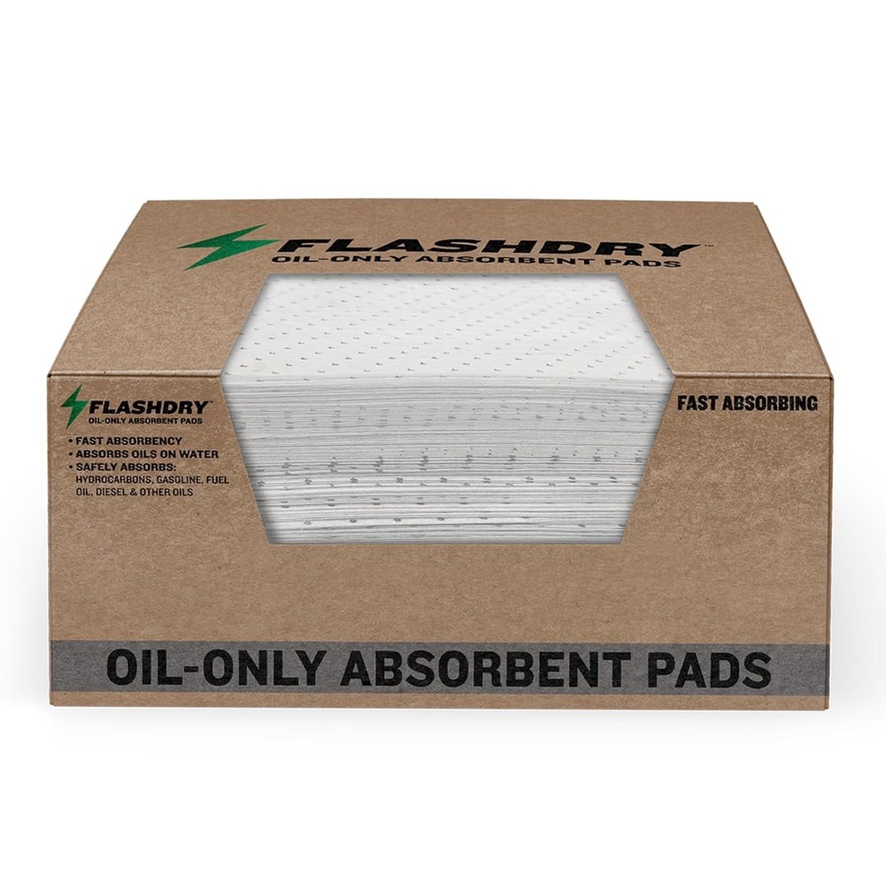FlashDry Oil-Only Absorbent Pads Fuel Hydrocarbon Spill Cleanup