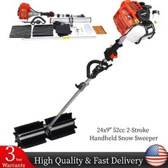 24×9″ 52CC 2 STROKE GASOLINE POWERED SNOW SWEEPER DRIVEWAY LAWNS SNOW CLEAN EPA