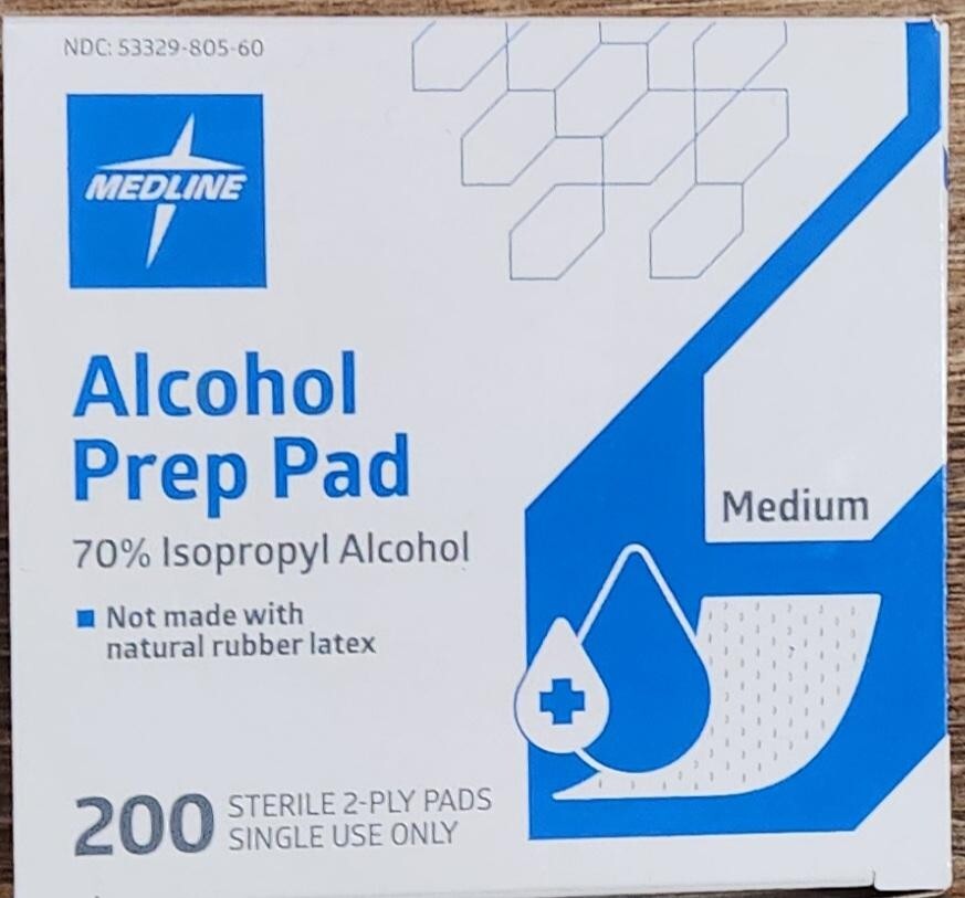 Medline-Alcohol 200 Prep Pads-Sterile 2-Ply Medium-MDS090735G (1 pack)