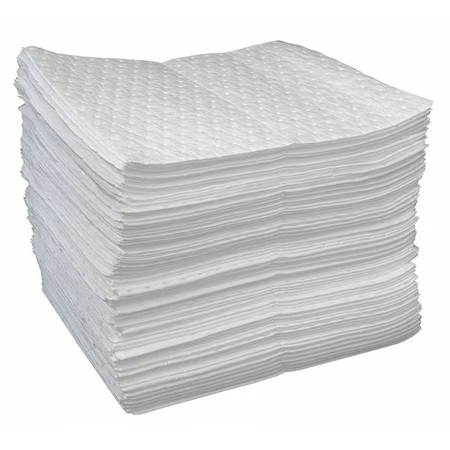 Oil-Dri L90811 Sorbent Pad, 19 Gal, 15 In X 19 In, Oil, White, 100 Pk