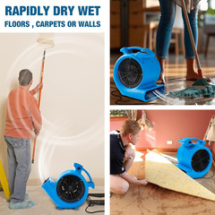 1/2Hp Air Mover Floor Drying Blower Fan – Powerful 1/2HP Motor Carpet Dryer, 220