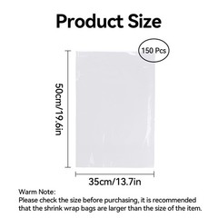Klmnop 150 Pcs Shrink Wrap Bags, 14×20 Inches Clear PVC Heat Shrink Wrap Bag …