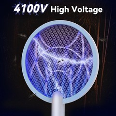 Nymrix Electric Fly Swatter Racket 2 In 1 Mosquito Bug Zapper 4100V Handheld